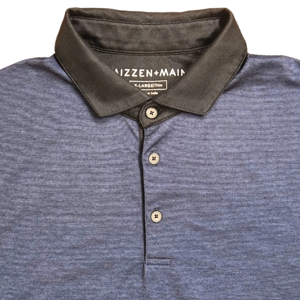 Mizzen+Main Blue and Black Polo Shirt